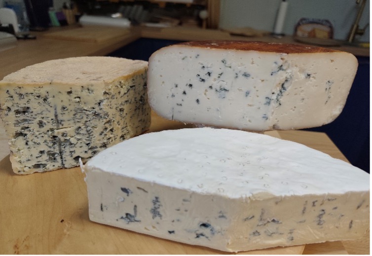 Découpe du Bleu d'Auvergne au fil à fromage